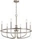 Brushed Nickel 6-Light Modern Candle Chandelier