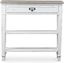 Distressed White and Natural Wood Console Table with Storage