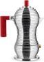 Pulcina 1 Cup Aluminum Espresso Maker with Red Knob