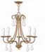 Antique Gold Leaf 5-Light Chandelier with Teardrop Crystals