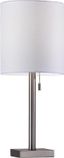 Brushed Steel Table Lamp with White Fabric Shade