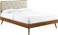 Bridgette King Walnut Beige Tufted Upholstered Wood Platform Bed