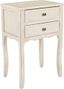 Beige Transitional Solid Poplar Rectangular End Table with Storage