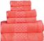 Coral Cotton 6-Piece Towel Set with Hand and Washcloths