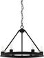 Black Iron Drum Chandelier with Adjustable Chain