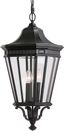 Cotswold Lane 3-Light Black Outdoor Pendant with Clear Beveled Glass