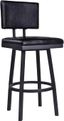 Transitional Black Faux Leather Swivel Barstool, 30" Seat Height