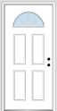 White Fiberglass 4-Panel Prehung Front Door with Clear Glass