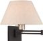 Classic Black Swing Arm Wall Lamp with Oatmeal Fabric Shade