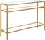 Siviline Brass Finish Steel Frame Console Table with Glass Shelves