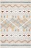 Ivory and Blue Hand-Knotted Wool Tribal Area Rug