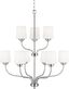 Windom 9-Light Multi-Tier Brushed Nickel Chandelier with Etched Opal Glass