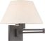 Bronze Finish Swing Arm Wall Lamp with Oatmeal Fabric Shade