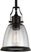 Hobson Mini Globe Pendant in Oil Rubbed Bronze with Clear Seeded Glass