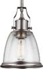 Satin Nickel Mini Pendant with Clear Seeded Glass Shade