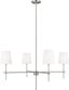 Brushed Nickel 4-Light Chandelier with White Linen Shades