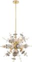 Circulo Satin Brass 6-Light Sputnik Pendant with Glass Discs