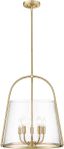 Modern Gold and Clear Glass 5-Light Pendant