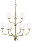 Windom Satin Brass 9-Light Transitional Chandelier with Etched Opal Glass