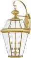 Polished Brass 3-Light Outdoor Wall Lantern with Clear Glass