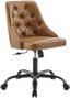 Black Tan Tufted Vegan Leather Swivel Office Chair