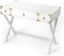 Aerilyn Glossy White Wood Writing Desk with Gold Accents