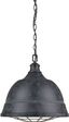 Black Patina Rustic Steel Pendant Light with Glass Shade