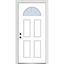 White Fiberglass 34" x 80" Prehung Front Door with Wagon Wheel Lite