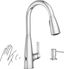 Chrome Touchless Single-Handle Pull-Down Kitchen Faucet with Soap Dispenser