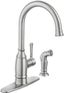 Spot Resist Stainless Steel Single-Handle Kitchen Faucet with Side Sprayer