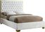 Luxurious White Velvet King Bed with Gold Metal Frame and Tufted Headboard