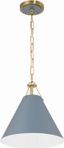 Vibrant Gold and Blue Mini Pendant Light with Steel Shade