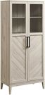 Birch Chevron 68" Storage Cabinet with Glass Doors