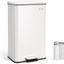 White Stainless Steel Rectangular Pedal Trash Can for Kitchen