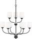 Windom Midnight Black 9-Light Incandescent Chandelier with Etched Opal Glass