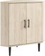 Contemporary Birch and Walnut Corner Accent Cabinet with Adjustable Shelving