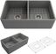 Matte Gray Fireclay Double Bowl Farmhouse Kitchen Sink