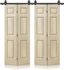 60 in. x 80 in. Vintage Cream Stained MDF Double Bi-Fold Barn Door with Black Hardware