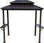 6x8 Brown Aluminum Hardtop Grill Gazebo with Side Shelves