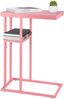 Pink C-Shaped Rustic End Table for Small Spaces