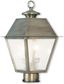 Vintage Pewter 2-Light Outdoor Post Lantern with Seeded Glass