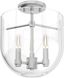 Sacha 11" Brushed Nickel and Glass Semi-Flush Mount Light