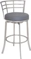 Gray Faux Leather and Metal Swivel Barstool, 30" Height