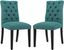 Teal Tufted Upholstered Dining Chairs with Wood Legs, Set of 2