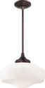 Brushed Bronze Opal Glass Contemporary Pendant Light, 1-Light