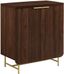 32" Dark Walnut and Gold Fluted Door Accent Cabinet