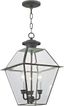 Charcoal Brushed Nickel 3-Light Outdoor Island Pendant with Clear Beveled Glass