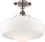 Polished Nickel Opal Glass Indoor/Outdoor Semi-Flush Mount Light