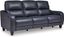 Blue Faux Leather Power Reclining Sofa with Adjustable Headrest