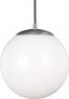 Satin Aluminum 12" Globe Pendant Light with Smooth White Glass Diffuser